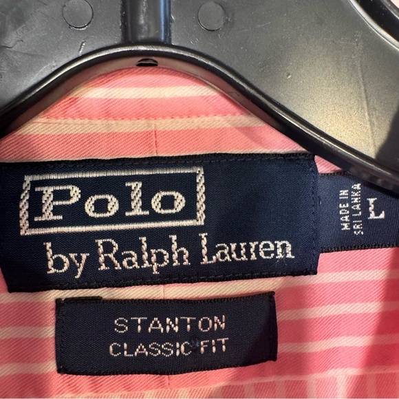 Ralph Lauren Stanton Classic Fit Men’s Shirt Button Down Pink & White Sz L - Picture 4 of 8